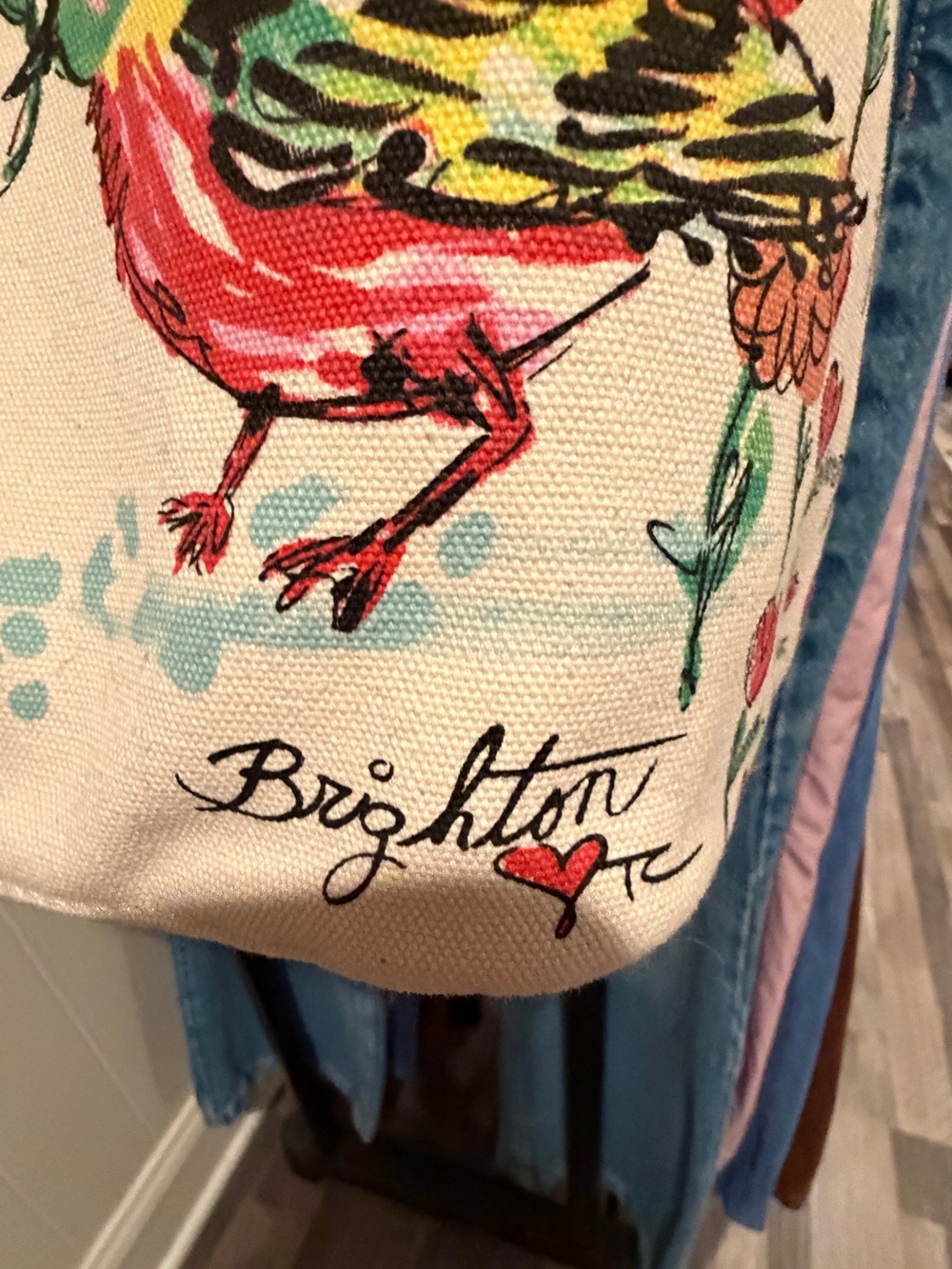 Brighton Canvas Floral Heart Tote with 'LOVE' Graphic - Picture 3 of 6